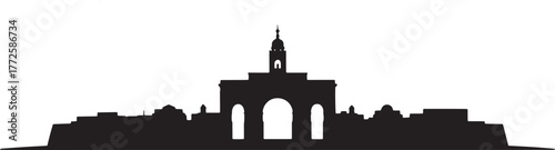 North Macedonia Skyline Silhouette Vector Illustration Skopje Landmark Cityscape Balkan Travel