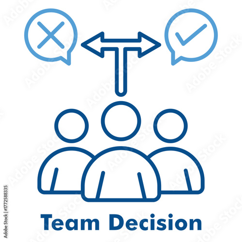 Team Decision Icon in Outline Color Style. Vector Illustration for discussion, communication, and teamwork concept.
