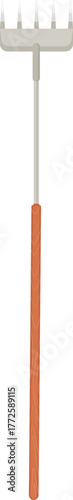 Minimalist Rake Garden Tool Graphic Illustration on White Background
