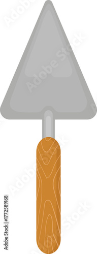 Triangular Masonry Trowel with Wooden Handle Illustration for Construction and Building Work