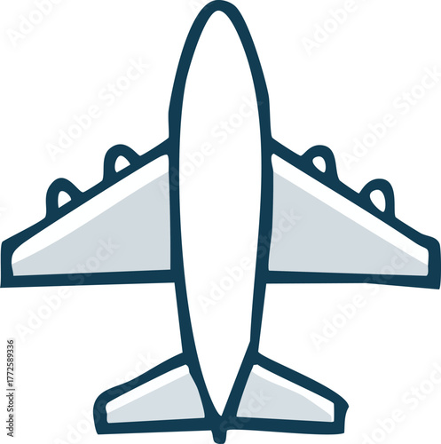 Simple illustration of a passenger plane viewed from above, ideal for travel and aviation concepts