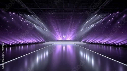 Fashion Runway Space Shining with Purple Light