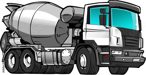 Concrete mixer truck with white background (illustration from CorelDraw)