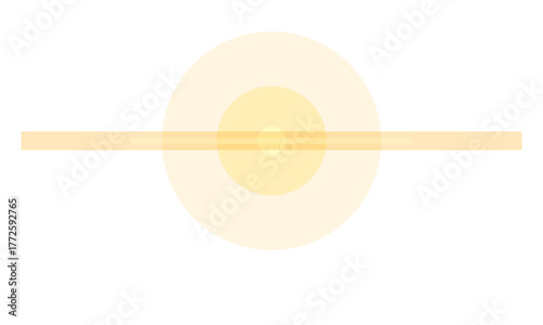 Abstract bright orange concentric circles and horizontal bar on transparent background