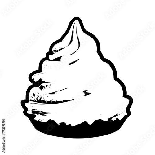 Modern realistic illustrations of 3D cake decorations, including pie and cupcake toppings with sweet vanilla mousse and white creamy icing, feature isolated whipped cream swirls on a transparent