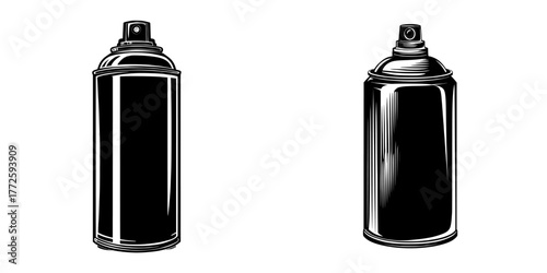 Icon of Spray Paint Can, Silhouette of Black Aerosol Can, Symbol of Graffiti Art, Illustration of Modern Spray Bottle, Design of Airbrush Tool, Concept of Urban Street Art, Template of Editable