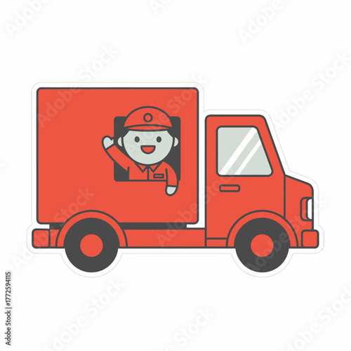 Delivery truck with a smiling driver ready to transport goods quickly.