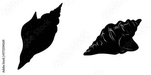 red conch shell sea ocean marine life wild animals modern illustration template design with flat color style