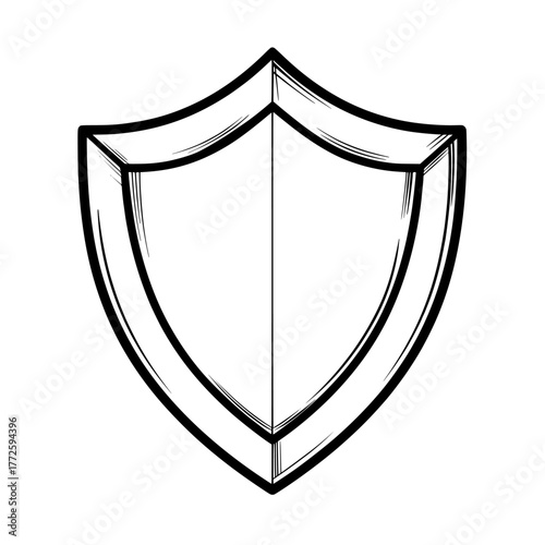 Icon of a shield, line art of shield - simple art in lines of a shield, ideal for logos of shields and icons of shields