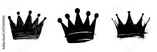 A digital illustration featuring a crown silhouette in solid black, set against a white background and outlined with thick, dark black lines, all presented in vibrant, saturated colors