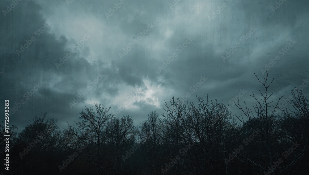 Obraz premium Gloomy, Overcast Autumn Sky backdrop, evoking a sense of isolation