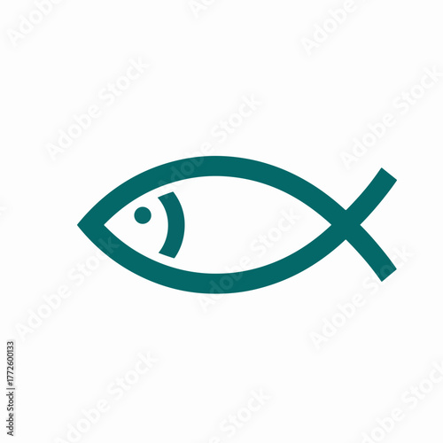 Ichthys or Jesus fish christian symbol. Minimalist flat design icon. Religious graphic element isolated on a white background