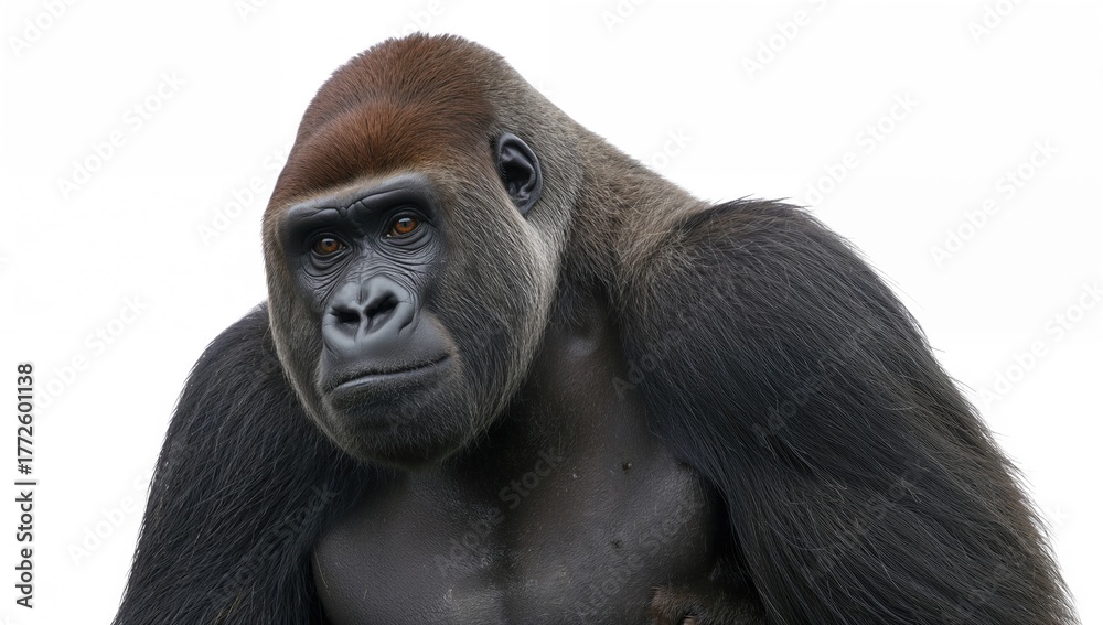 Obraz premium Female gorilla from the western lowland region on a white backdrop