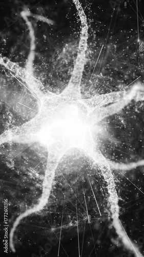 Artificial Intelligence - Futuristic Neural Network –  Sci-Fi Digital Neuron Vertical Mobile Format Background Loop	
