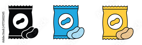 Chips packet icon set. snack potato chips bag vector symbol. Vector illustration of snack icon .