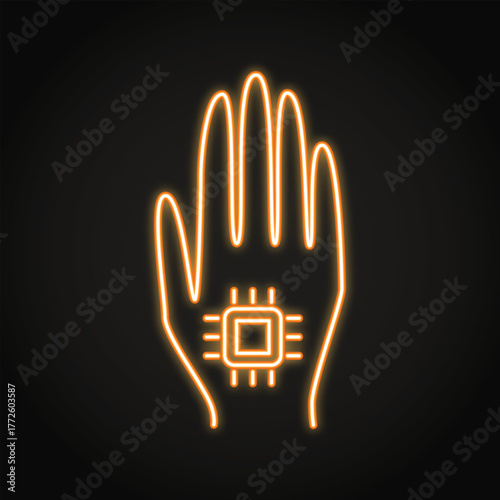 Implantable chip neon icon