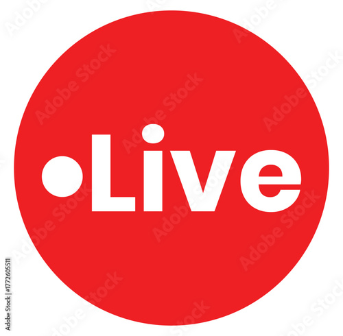 Live Streaming and Broadcast Icons Set — Red Play Button, Camera, and Online Stream Symbols, Vector Illustration
