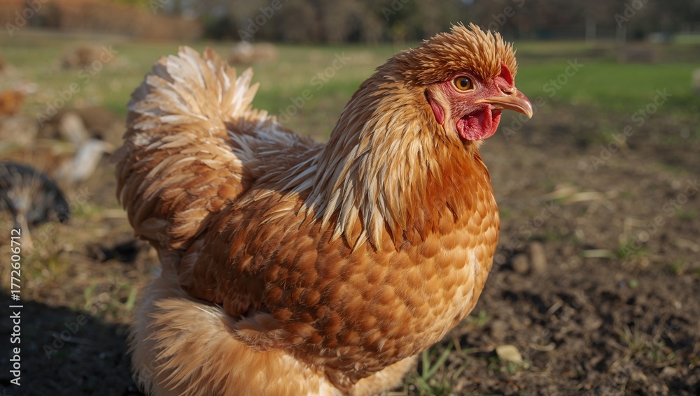 Fototapeta premium Adorable small Cochin breed chicken at home