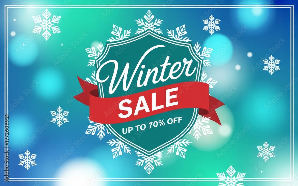 Fototapeta premium Modern Blue Winter Sale Poster