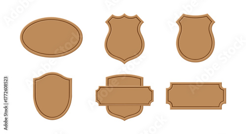 Diverse wooden plaque designs with blank space for custom text