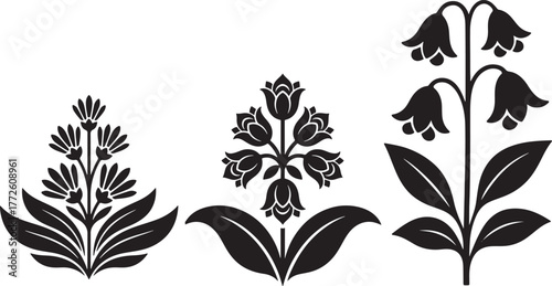 Tulip Lily Lavender Flower Plant Silhouette Vector Clipart Design