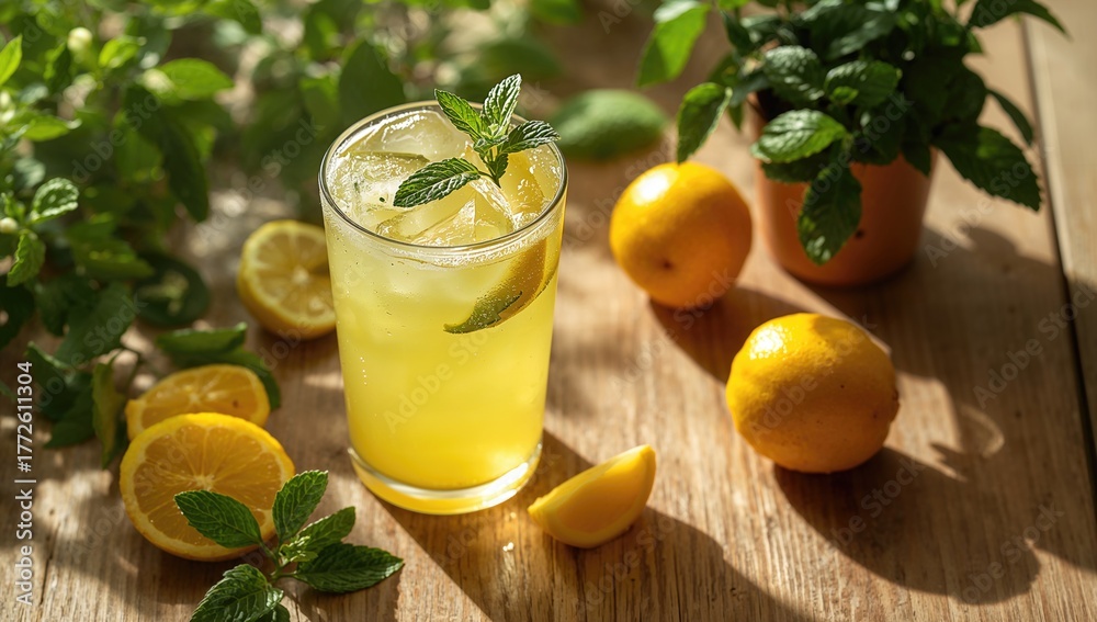 Fototapeta premium Cool homemade citrus beverage perfect for a hot summer afternoon