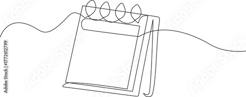 Calendar continuous line drawn. Time planer linear symbol. Reminder empty template. Vector illustration isolated on white.