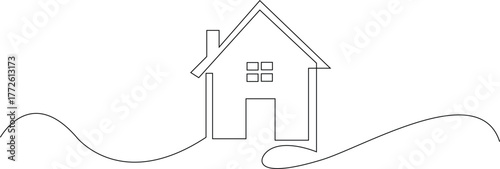 House continuous one line drawing of house icon Isolated on white background vector illustration
