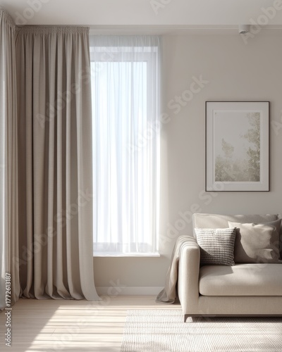 A white couch with a white blanket on it