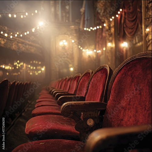 Vintage Theater Seats With Warm Lighting