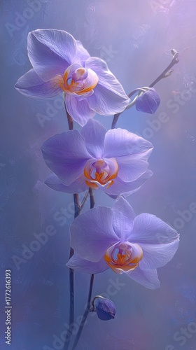 Delicate Purple Orchids Closeup