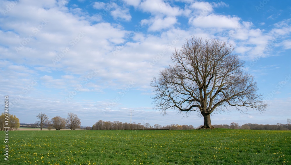 Obraz premium As seasons shift, a barren tree embodies resilience and strength amidst renewal, showcasing the beauty of change.