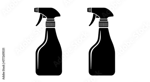 Two black spray bottles shown in a simple isolated icon style