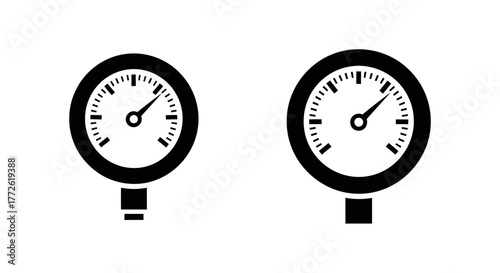 Two black pressure gauges displayed side by side in a simple graphic