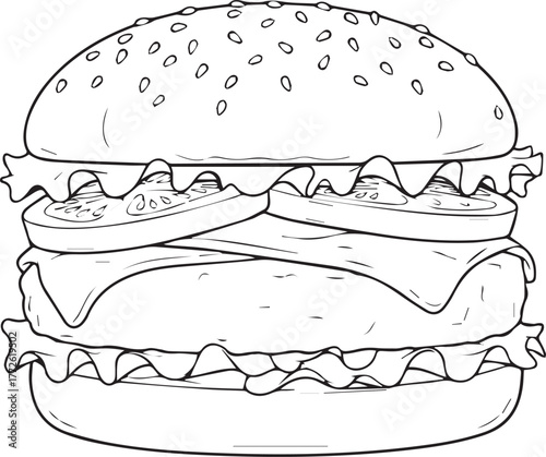 illustration of a hamburger line art design