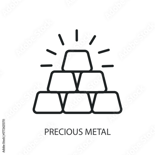 Precious metal  thin line icons. Original vector illustration.