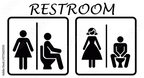 Restroom sign vector illustration showing male, female, disabled, and baby changing symbols for washroom, toilet, and gender signage design used in public facilities and wayfinding graphics