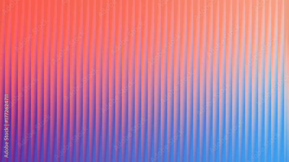 Fototapeta premium Coral and Blue Vertical Ribbed Gradient Background
