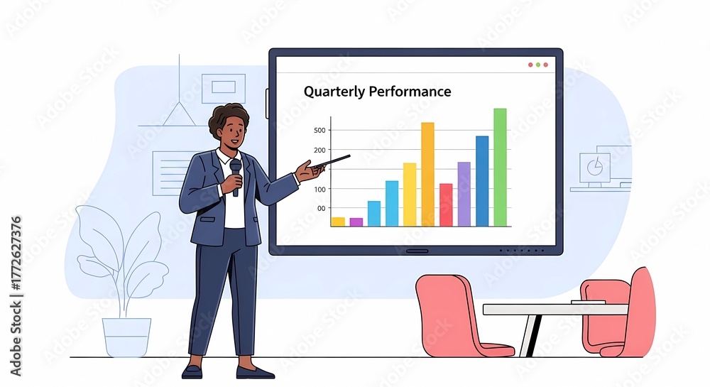 Fototapeta premium businessman showing graph