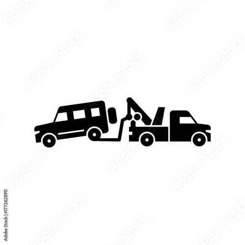 tow truck glyph icon. towing truck illustration.