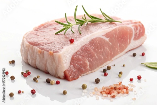 Slice pork on white background