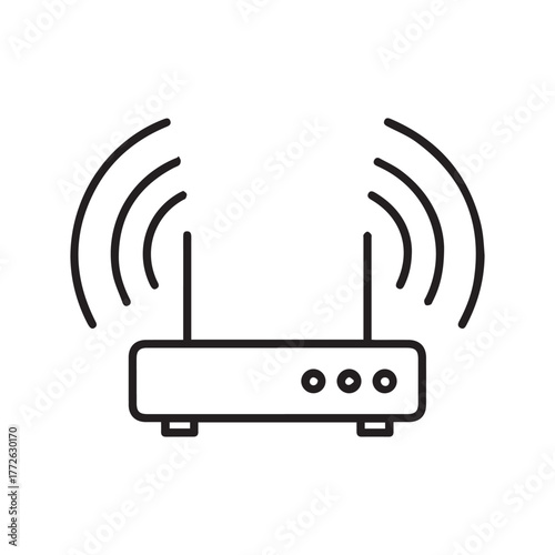 Wireless router with signal waves technology icon
