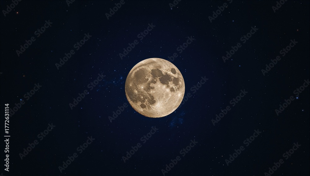 Fototapeta premium Nearly full moon illuminating the night sky, seasonal change
