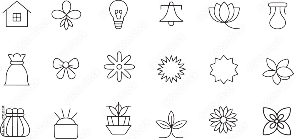 Fototapeta premium set of vector icons of flowers