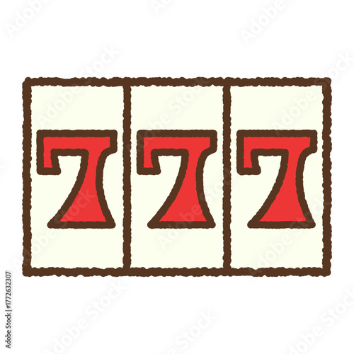 手書き風のシンプルアイコンイラスト　ルーレット　777