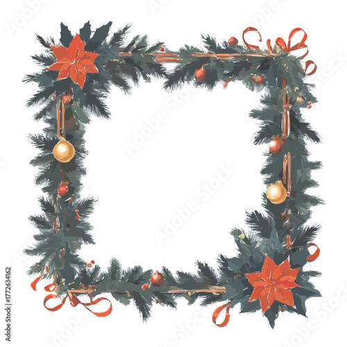 christmas wreath on white background