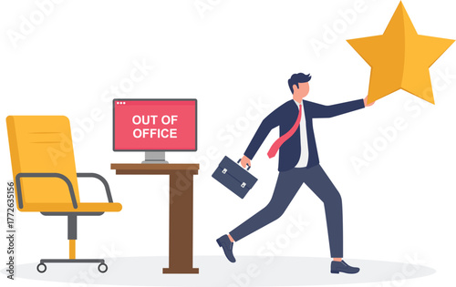 illustration of resigning from an office or company with strong individual quality
