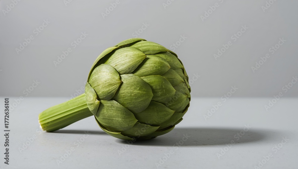 Fototapeta premium Artichoke on a neutral backdrop, fiber-dense choice