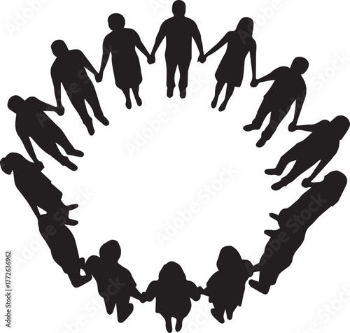 Diverse group of people holding hands in a circle celebrating human rights day unity and equality