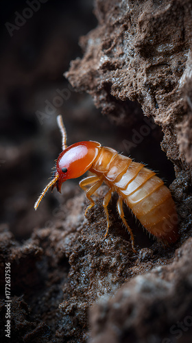 Wallpaper Mural Termite crawling on decaying wood, Close-up of insect in soil tunnel Torontodigital.ca